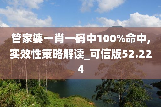 管家婆一肖一码中100%命中,实效性策略解读_可信版52.224