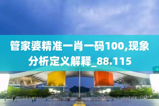 管家婆精准一肖一码100,现象分析定义解释_88.115
