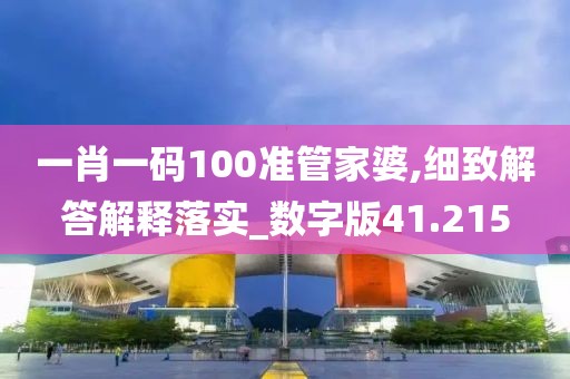 一肖一码100准管家婆,细致解答解释落实_数字版41.215