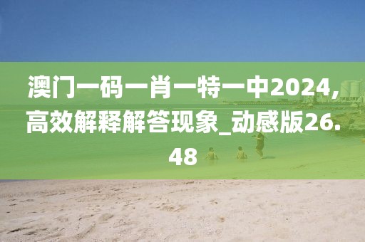 澳门一码一肖一特一中2024,高效解释解答现象_动感版26.48
