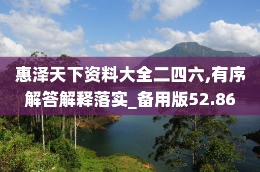 惠泽天下资料大全二四六,有序解答解释落实_备用版52.86