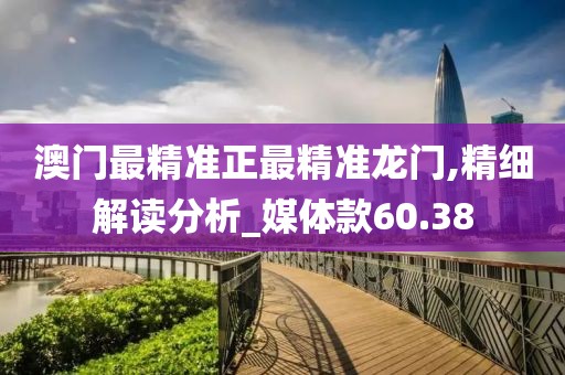 澳门最精准正最精准龙门,精细解读分析_媒体款60.38