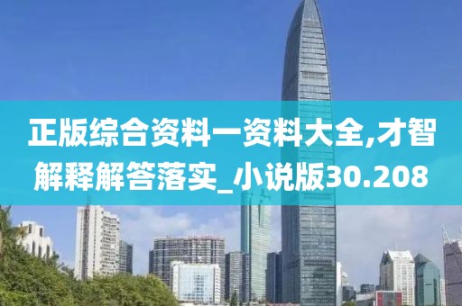 正版综合资料一资料大全,才智解释解答落实_小说版30.208