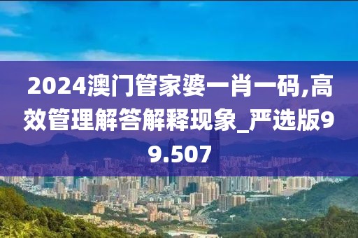 2024澳门管家婆一肖一码,高效管理解答解释现象_严选版99.507