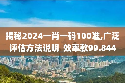 揭秘2024一肖一码100准,广泛评估方法说明_效率款99.844