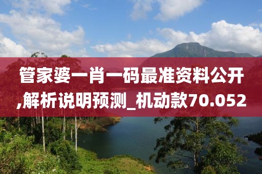 管家婆一肖一码最准资料公开,解析说明预测_机动款70.052