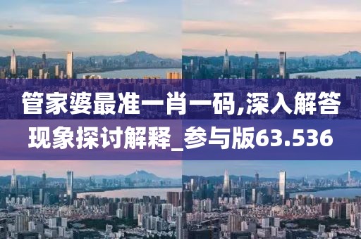 管家婆最准一肖一码,深入解答现象探讨解释_参与版63.536