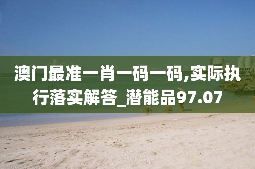 澳门最准一肖一码一码,实际执行落实解答_潜能品97.07