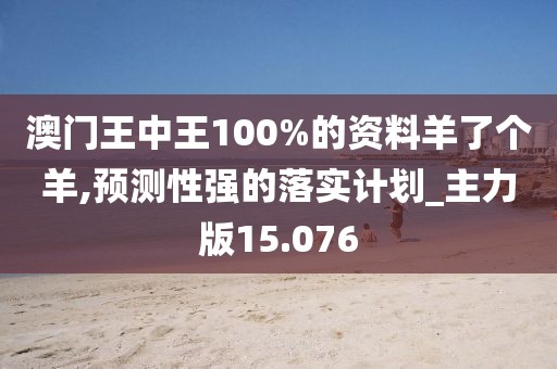 澳门王中王100%的资料羊了个羊,预测性强的落实计划_主力版15.076