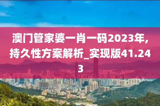 澳门管家婆一肖一码2023年,持久性方案解析_实现版41.243
