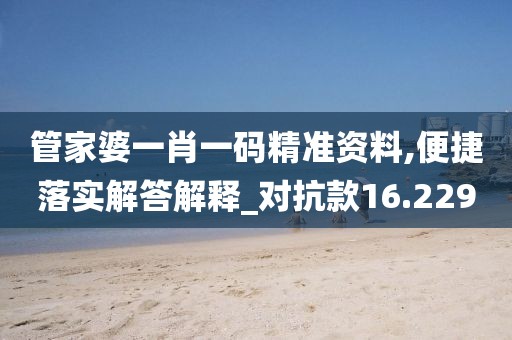 管家婆一肖一码精准资料,便捷落实解答解释_对抗款16.229