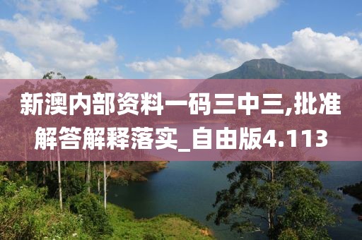 新澳内部资料一码三中三,批准解答解释落实_自由版4.113