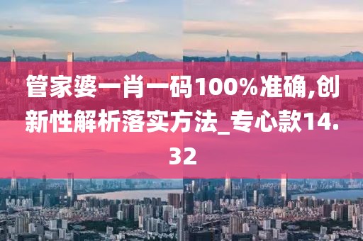 管家婆一肖一码100%准确,创新性解析落实方法_专心款14.32