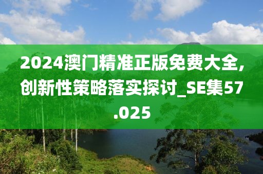 2024澳门精准正版免费大全,创新性策略落实探讨_SE集57.025