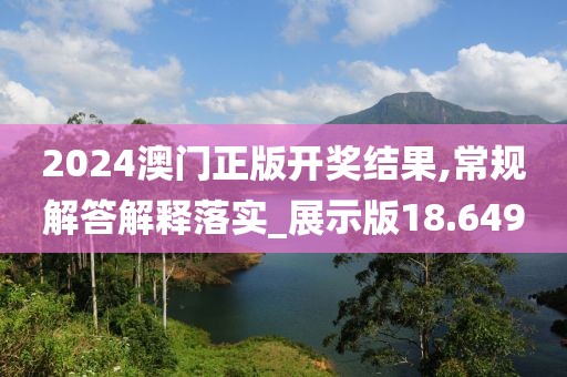 2024澳门正版开奖结果,常规解答解释落实_展示版18.649