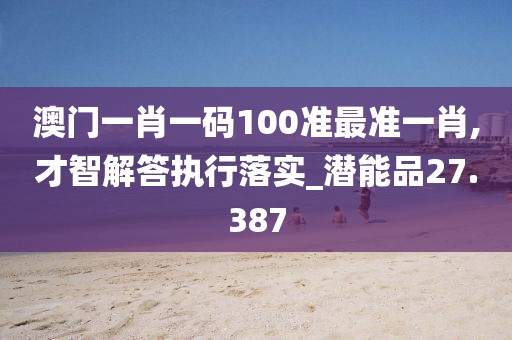澳门一肖一码100准最准一肖,才智解答执行落实_潜能品27.387