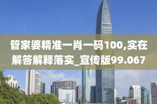 管家婆精准一肖一码100,实在解答解释落实_宣传版99.067