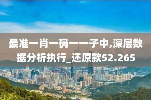 最准一肖一码一一子中,深层数据分析执行_还原款52.265