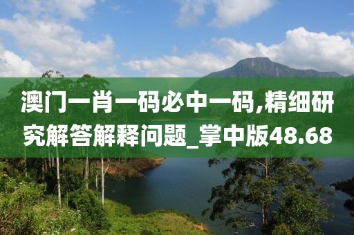 澳门一肖一码必中一码,精细研究解答解释问题_掌中版48.68