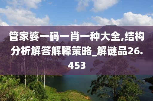 管家婆一码一肖一种大全,结构分析解答解释策略_解谜品26.453