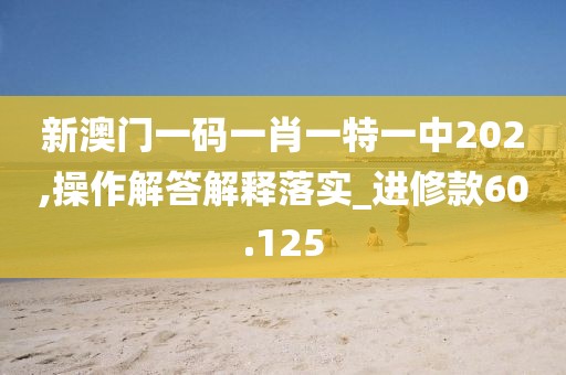 新澳门一码一肖一特一中202,操作解答解释落实_进修款60.125
