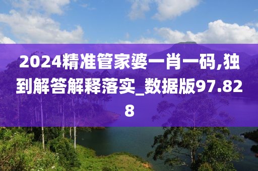2024精准管家婆一肖一码,独到解答解释落实_数据版97.828