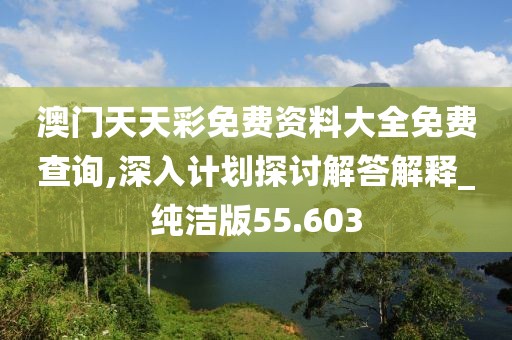 澳门天天彩免费资料大全免费查询,深入计划探讨解答解释_纯洁版55.603