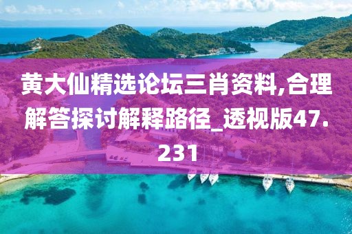 黄大仙精选论坛三肖资料,合理解答探讨解释路径_透视版47.231