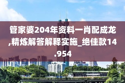 管家婆204年资料一肖配成龙,精炼解答解释实施_绝佳款14.954