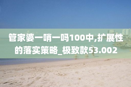 管家婆一哨一吗100中,扩展性的落实策略_极致款53.002