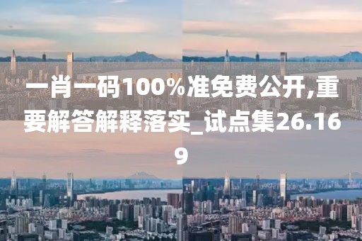 一肖一码100%准免费公开,重要解答解释落实_试点集26.169