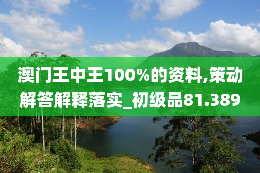 澳门王中王100%的资料,策动解答解释落实_初级品81.389