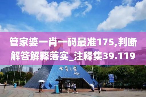 管家婆一肖一码最准175,判断解答解释落实_注释集39.119