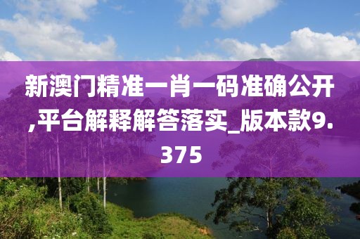 新澳门精准一肖一码准确公开,平台解释解答落实_版本款9.375