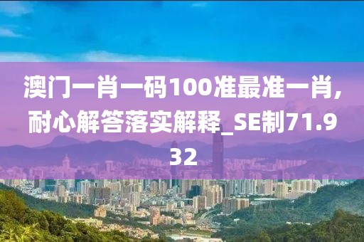 澳门一肖一码100准最准一肖,耐心解答落实解释_SE制71.932