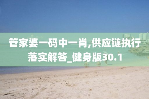 管家婆一码中一肖,供应链执行落实解答_健身版30.1