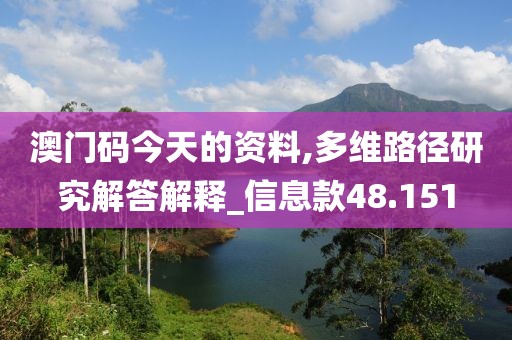 澳门码今天的资料,多维路径研究解答解释_信息款48.151