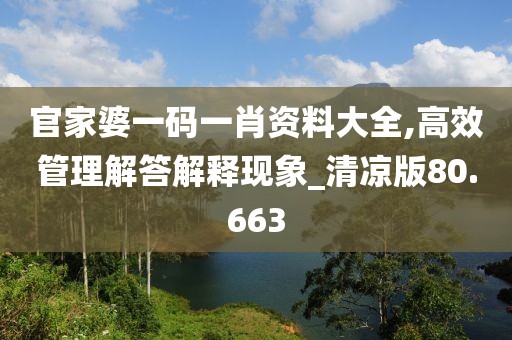 官家婆一码一肖资料大全,高效管理解答解释现象_清凉版80.663