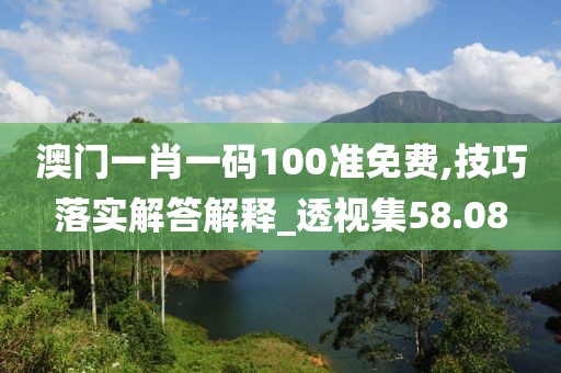 澳门一肖一码100准免费,技巧落实解答解释_透视集58.08