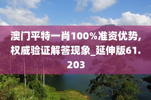 澳门平特一肖100%准资优势,权威验证解答现象_延伸版61.203