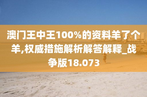 澳门王中王100%的资料羊了个羊,权威措施解析解答解释_战争版18.073