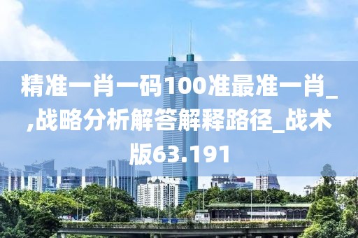 精准一肖一码100准最准一肖_,战略分析解答解释路径_战术版63.191