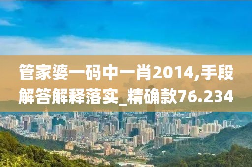 管家婆一码中一肖2014,手段解答解释落实_精确款76.234