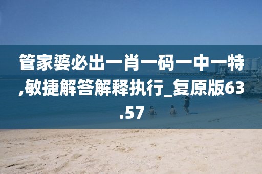 管家婆必出一肖一码一中一特,敏捷解答解释执行_复原版63.57