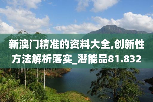 新澳门精准的资料大全,创新性方法解析落实_潜能品81.832