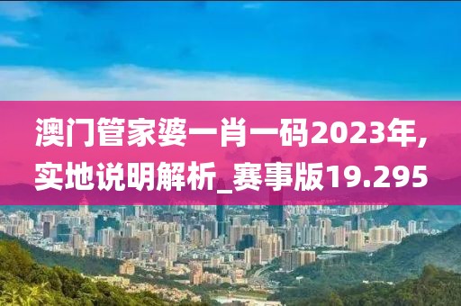 澳门管家婆一肖一码2023年,实地说明解析_赛事版19.295