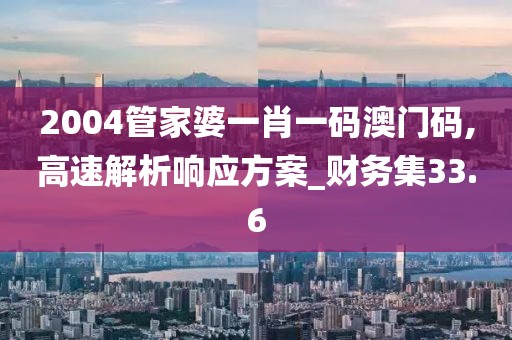 2004管家婆一肖一码澳门码,高速解析响应方案_财务集33.6