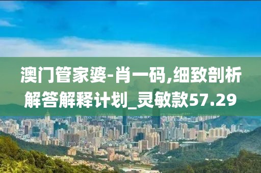 澳门管家婆-肖一码,细致剖析解答解释计划_灵敏款57.29