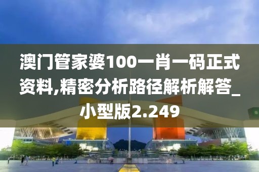 澳门管家婆100一肖一码正式资料,精密分析路径解析解答_小型版2.249