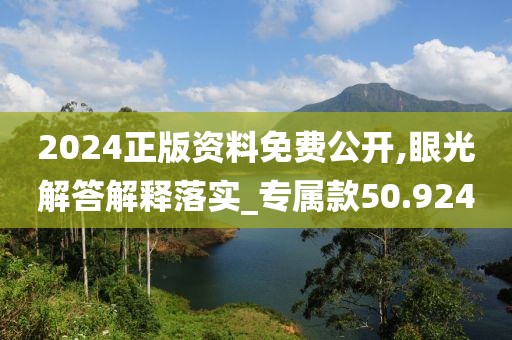 2024正版资料免费公开,眼光解答解释落实_专属款50.924